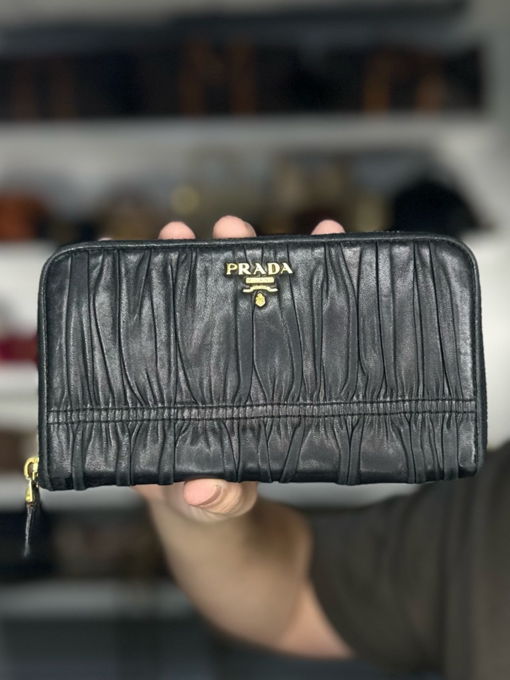 PRADA LEATHER ZIP WALLET